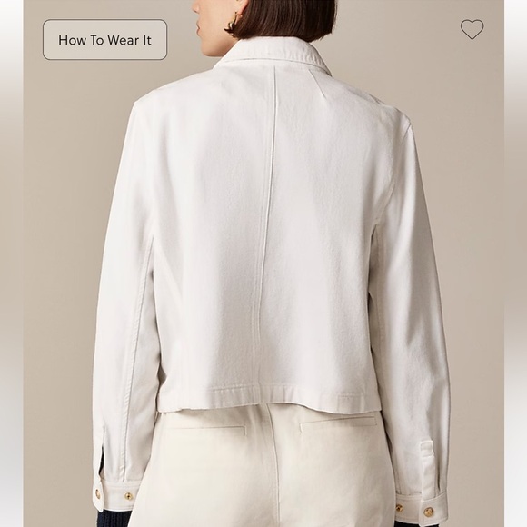 NWT J Crew Short Barn Jacket™ in cotton twill Women’s Medium White - Picture 4 of 14